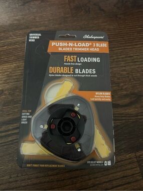 Shakespeare Push-N-Load 3 Blade Trimmer Head - Black and Orange